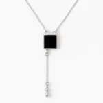 Black Square Pendant Necklace