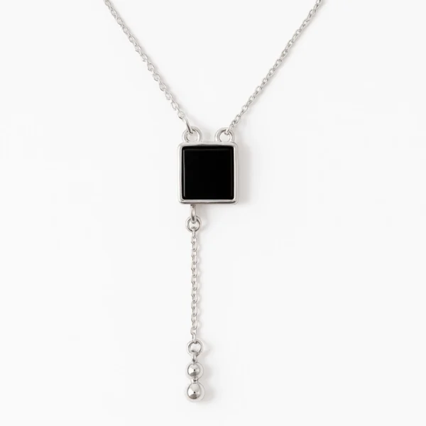 Black Square Pendant Necklace