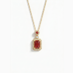 Gold-Plated Majesty Red Halo Necklace