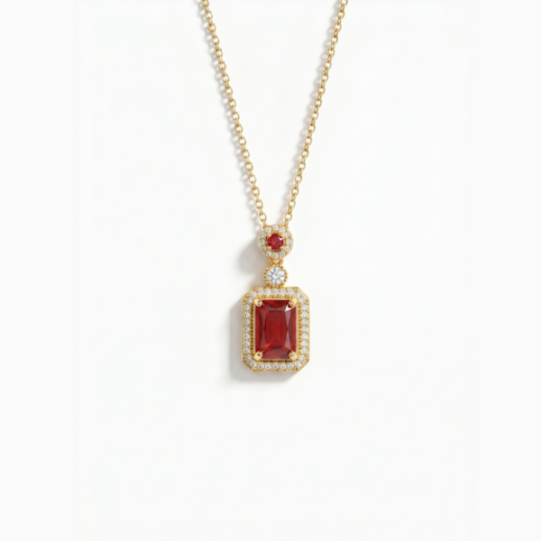 Gold-Plated Majesty Red Halo Necklace