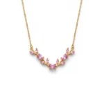 Pink Tulip Pendant,Crystal Floral Leaf Pendant Necklace,